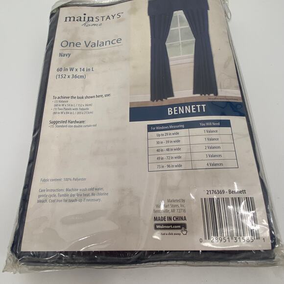 Main Stays Valance Navy - Picture 4 of 6